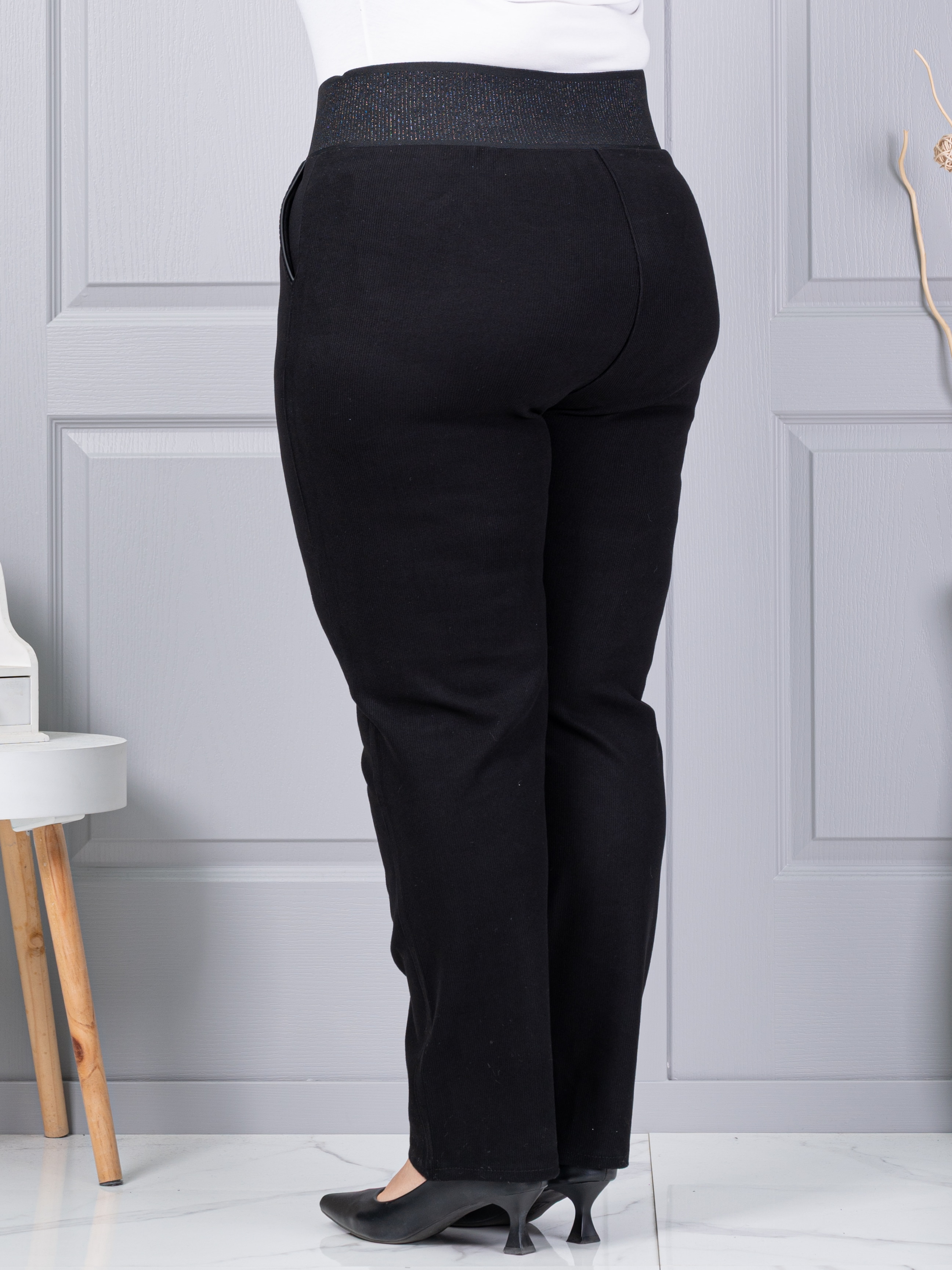 Plus size κοτλέ παντελόνι με ελαστική μέση-κωδ 2497-3