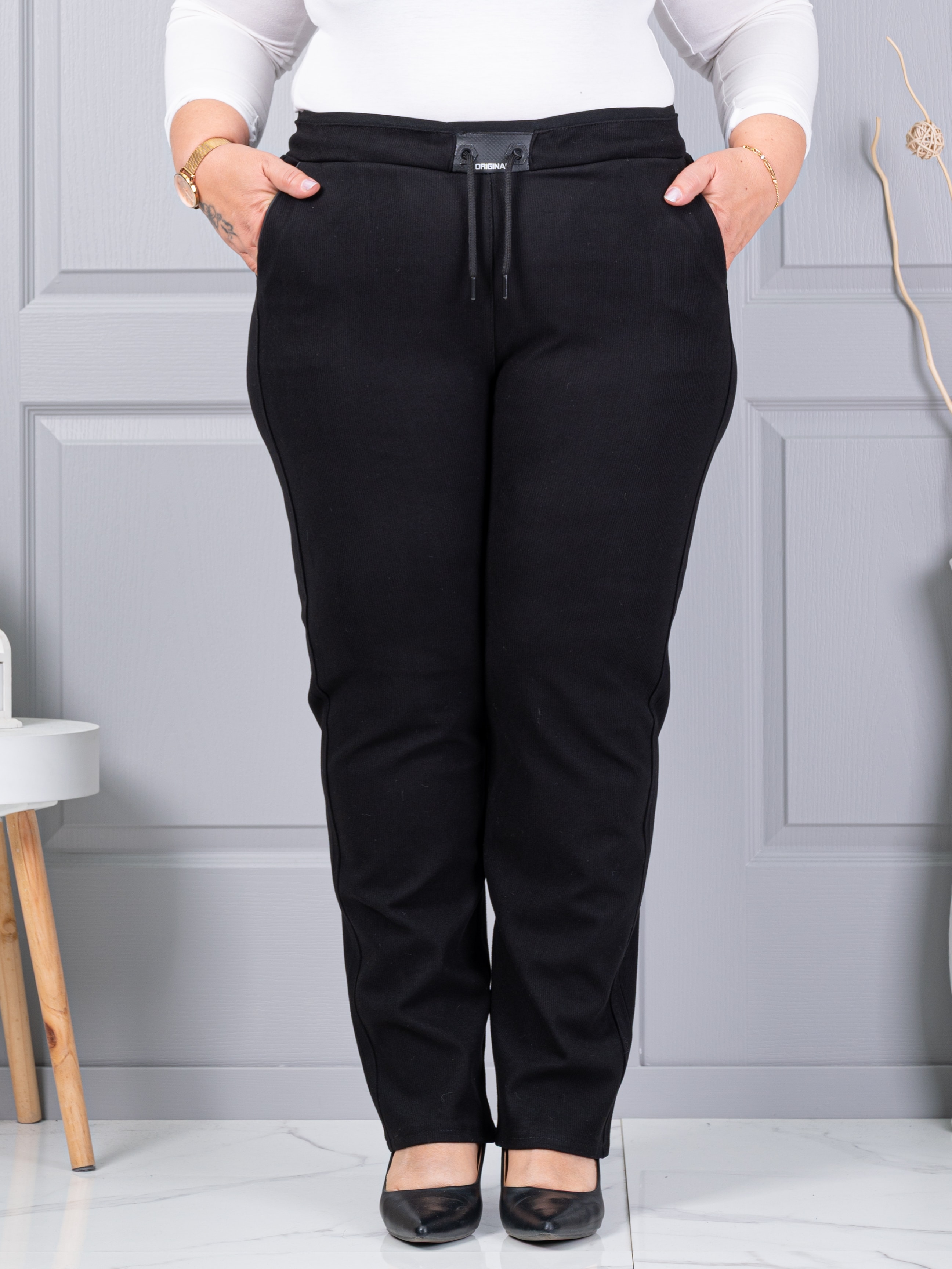 Plus size κοτλέ παντελόνι με ελαστική μέση-κωδ 2497-2