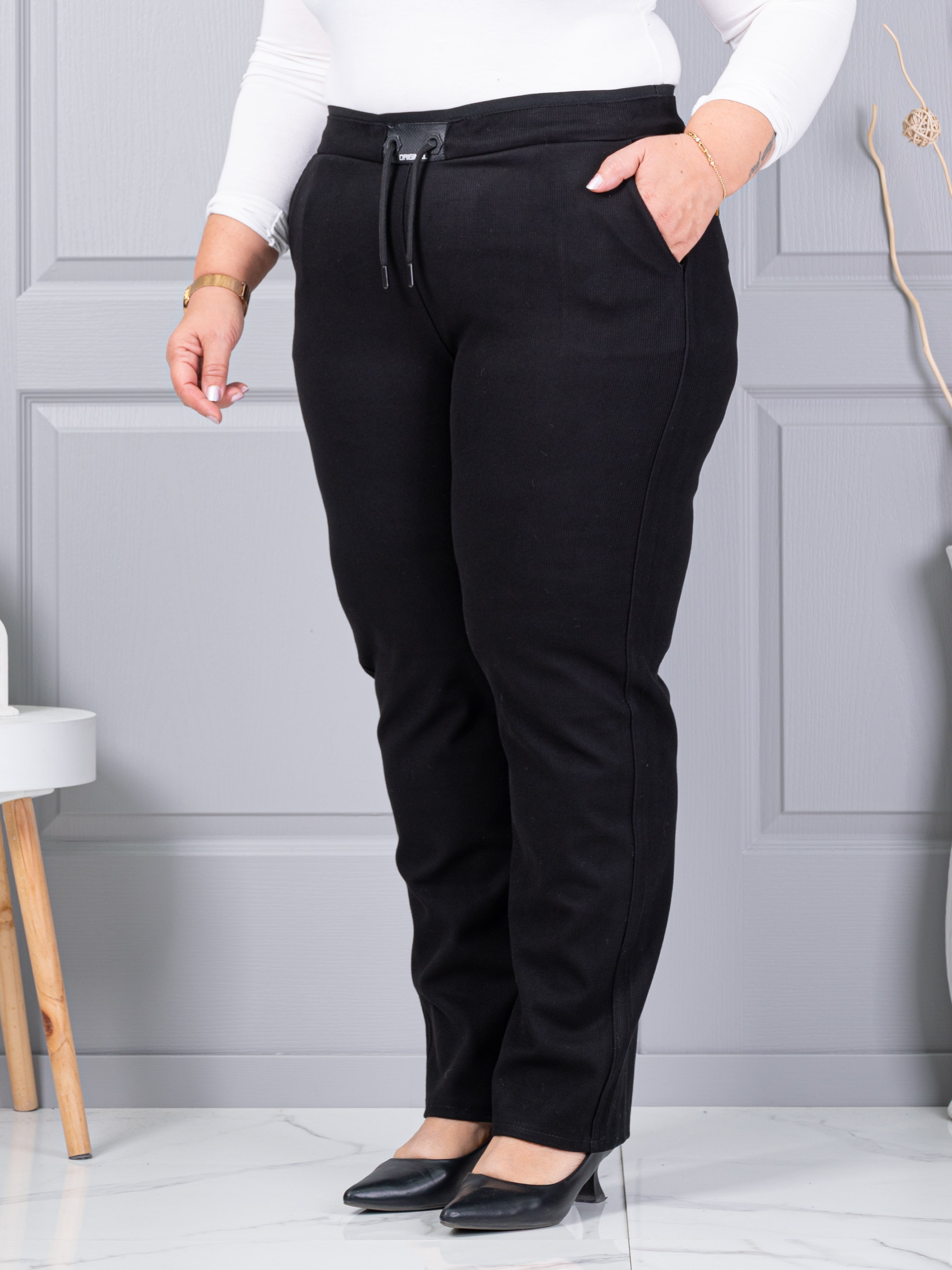 Plus size κοτλέ παντελόνι με ελαστική μέση-κωδ 2497-2