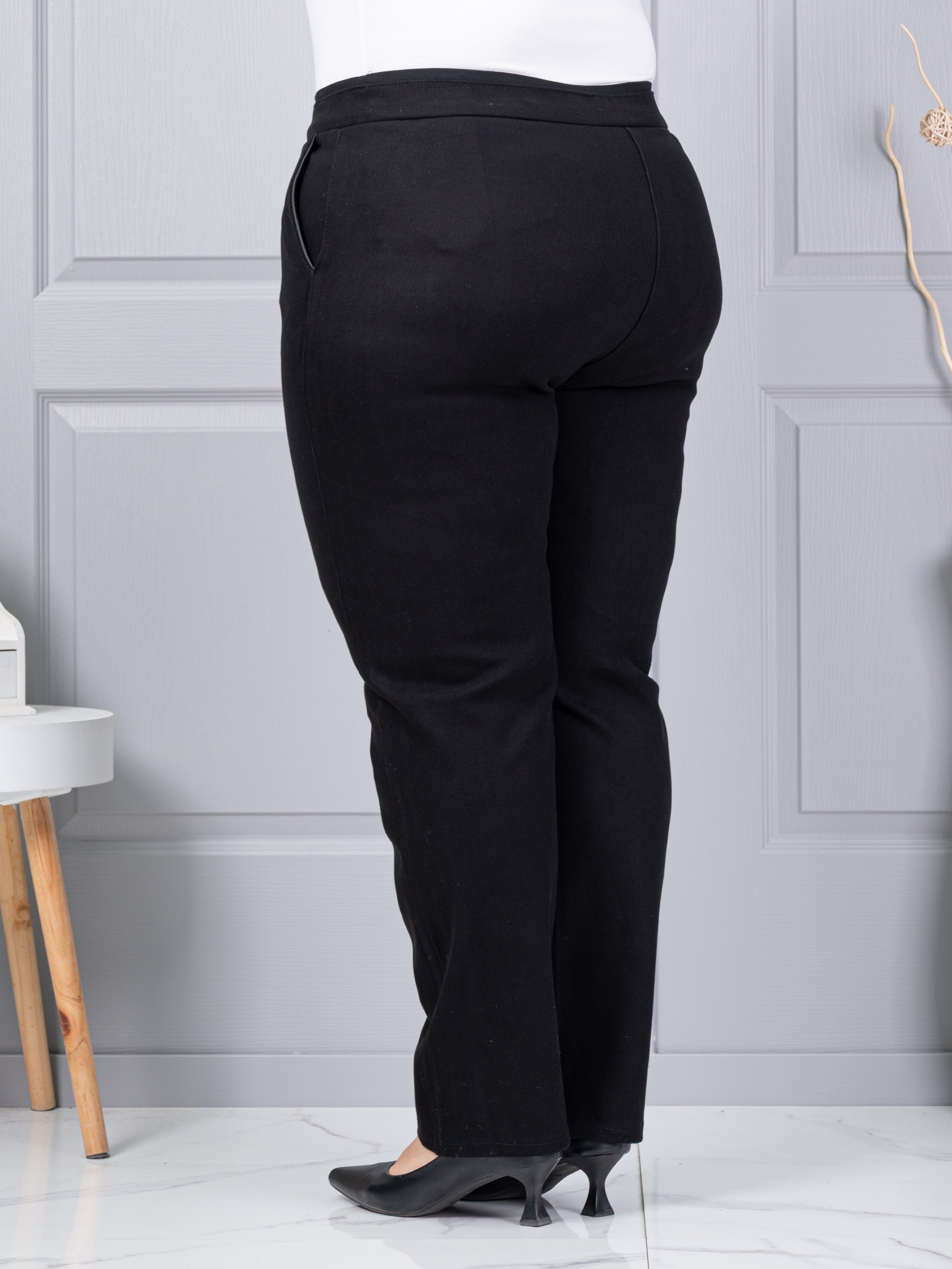 Plus size κοτλέ παντελόνι με ελαστική μέση-κωδ 2497-2