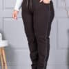 Plus size παντελόνι με πλαϊνή ρίγα με στρας-καφέ-κωδ 2497-5