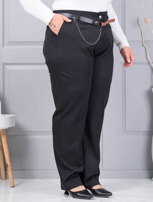 Plus size παντελόνι με ζώνη-μαύρο-κωδ 5089
