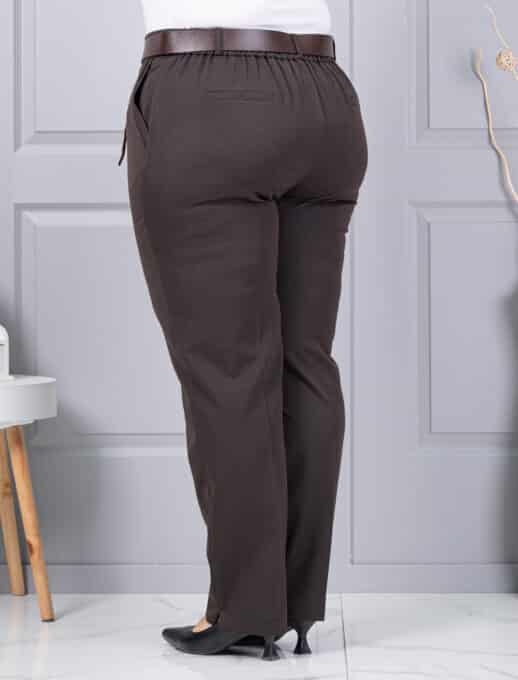 Plus size παντελόνι με ζώνη-καφέ-κωδ 5080