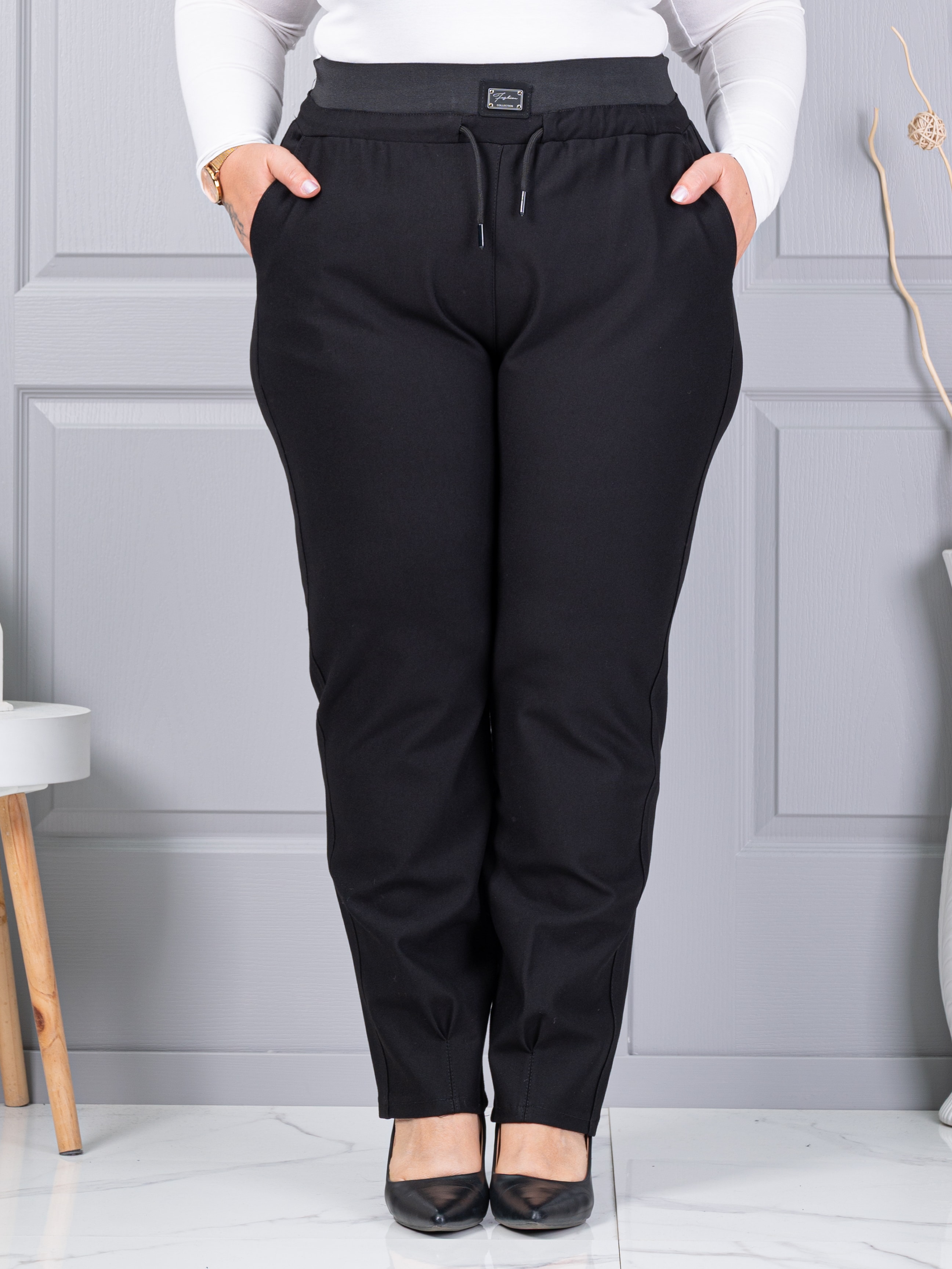 Plus size παντελόνι με ελαστική μέση-κωδ 2636