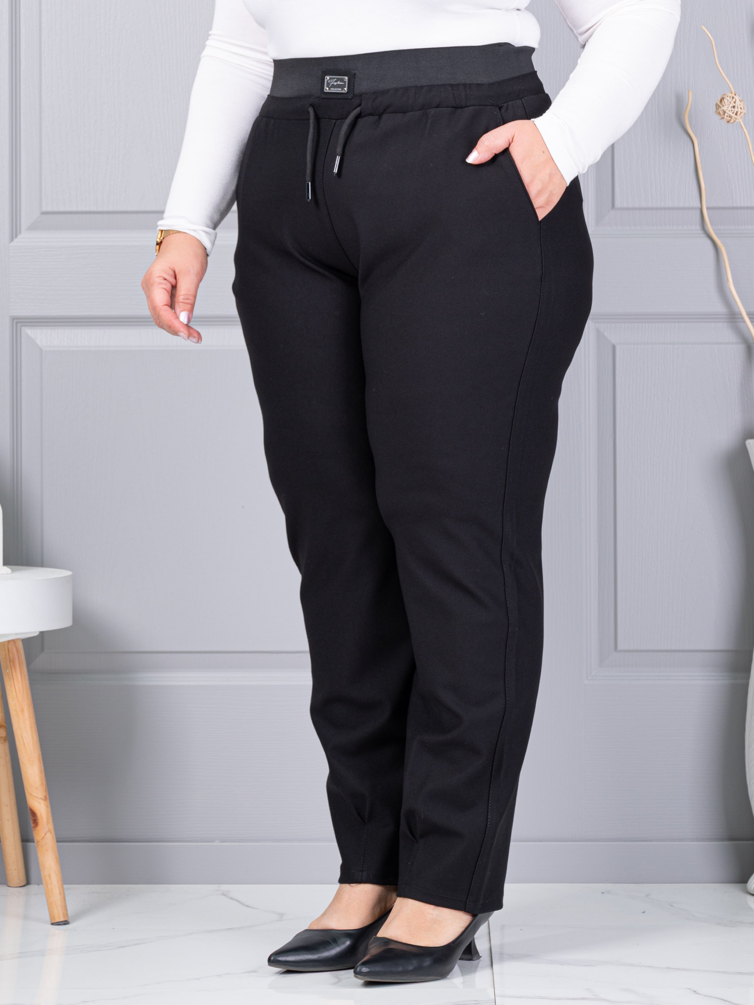 Plus size παντελόνι με ελαστική μέση-κωδ 2636