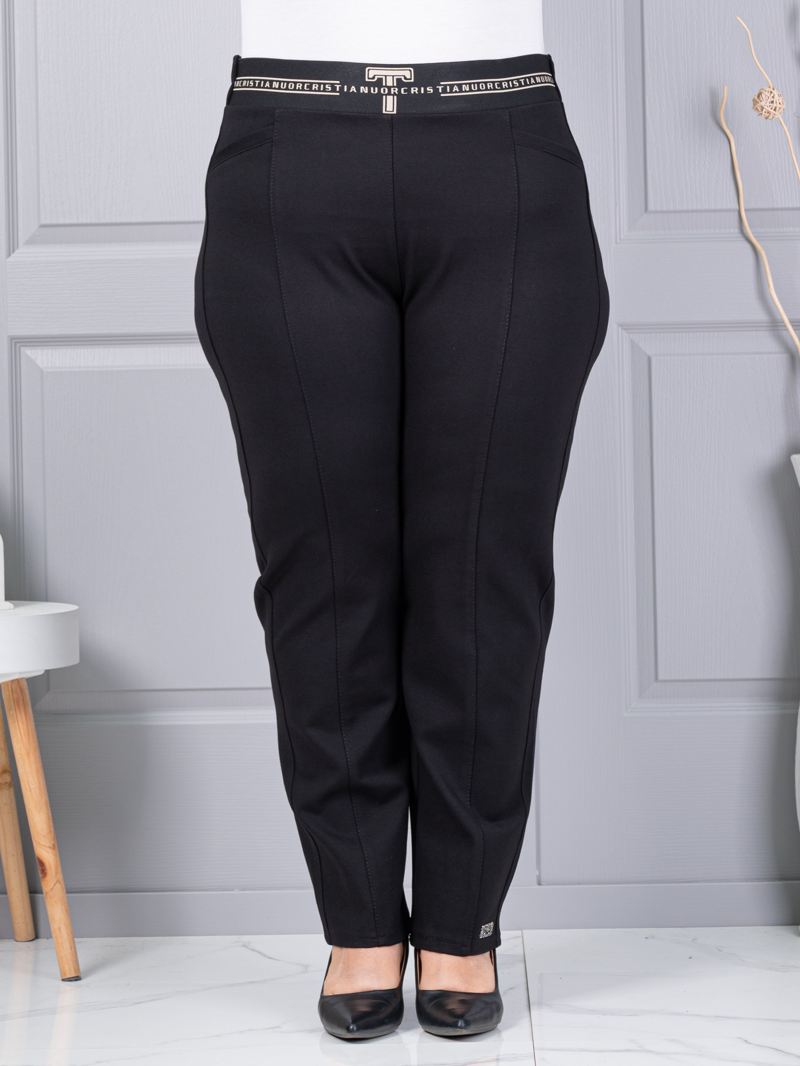 Plus size παντελόνι με ελαστική μέση-κωδ 2497