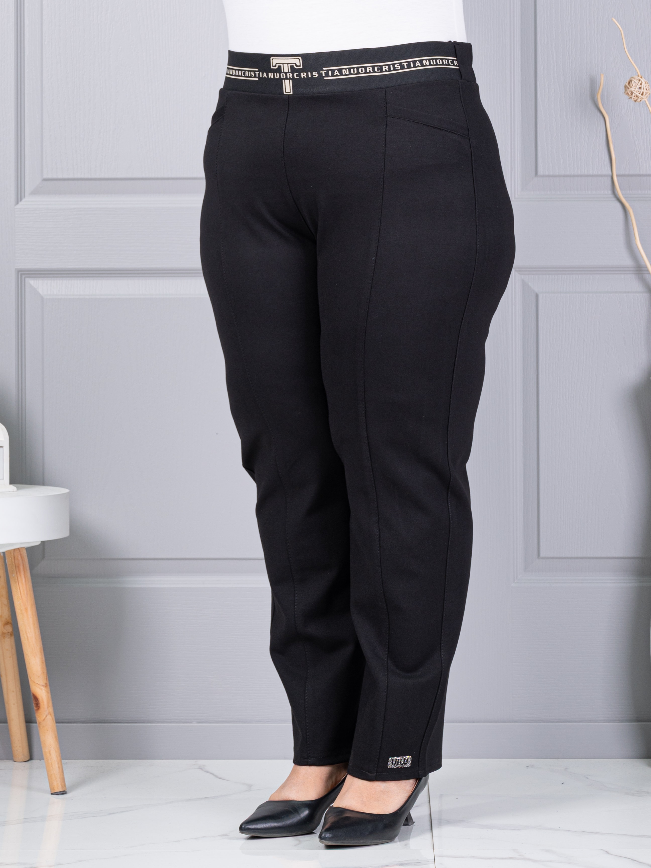 Plus size παντελόνι με ελαστική μέση-κωδ 2497