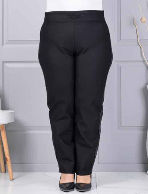 Plus size παντελόνι με πλαϊνή ρίγα με στρας-κωδ 2497-1