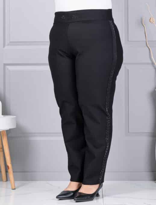 Plus size παντελόνι με πλαϊνή ρίγα με στρας-κωδ 2497-1