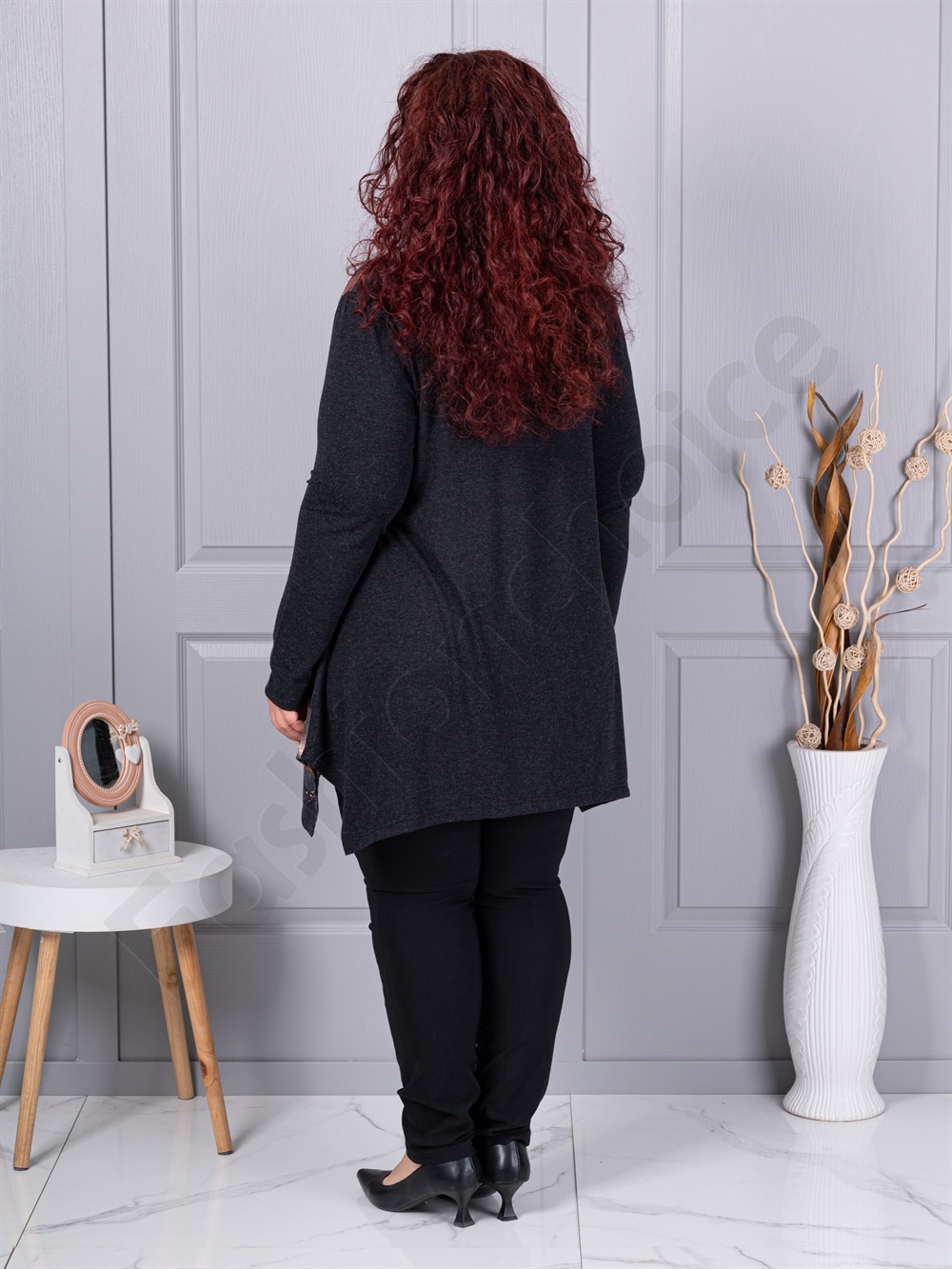 Plus size τουνίκ ανγκόρα φλοράλ-πορτοκαλί-κωδ 26127