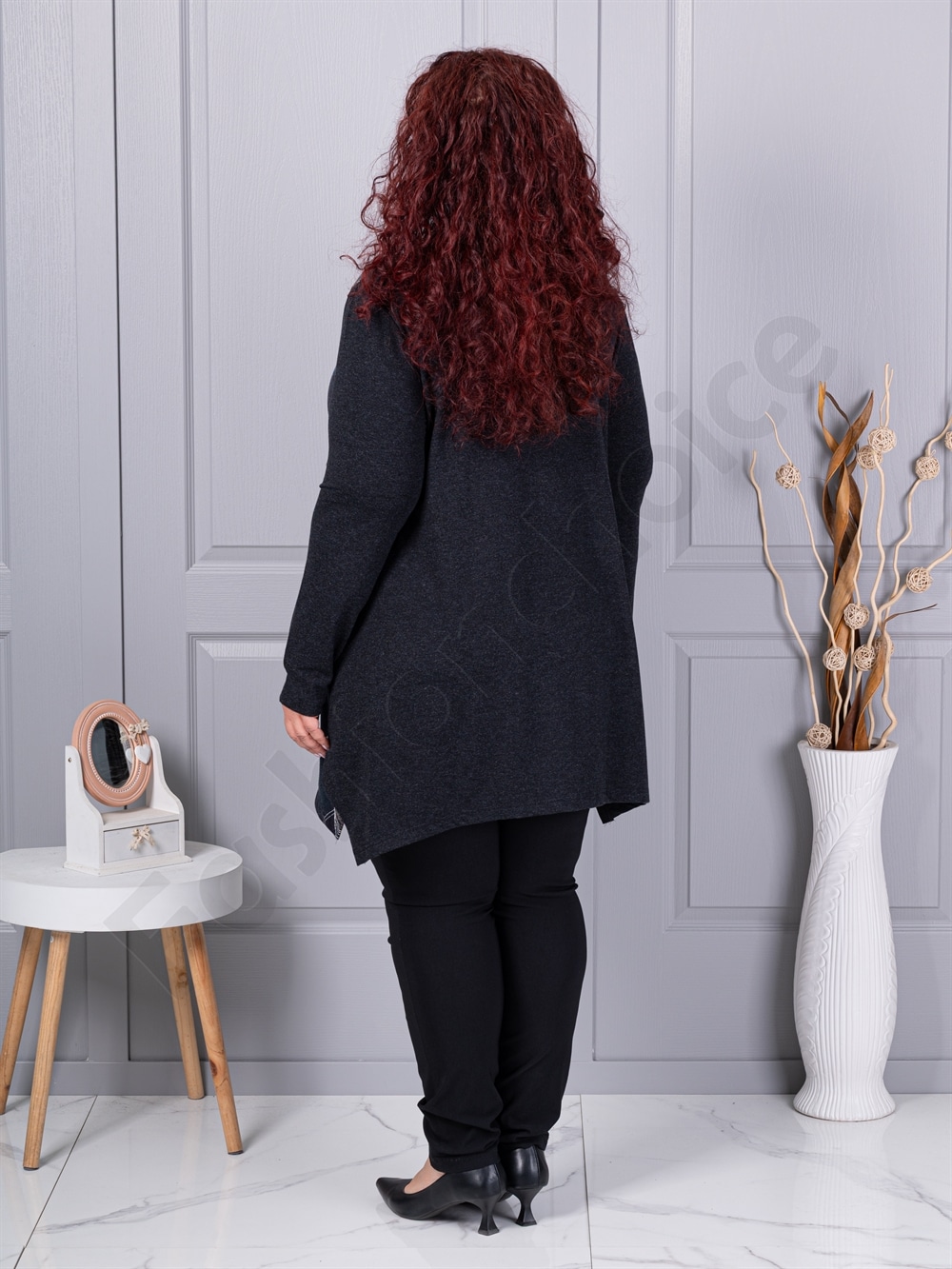 Plus size τουνίκ ανγκόρα με φύλλα-κωδ 26127-1