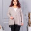 Plus size πλεκτή ζακέτα με δαντέλα-μόκα-κωδ 6923-1