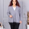 Plus size πλεκτή ζακέτα με δαντέλα-γκρι-κωδ 6923-2