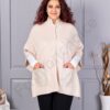 Plus size πλεκτή κάπα με δερμάτινες τσέπες-εκρού-κωδ 6236-1