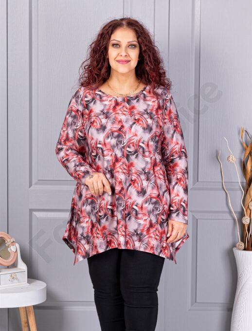 Plus size ασύμμετρη τουνίκ-κεραμιδί-κωδ 21018-2