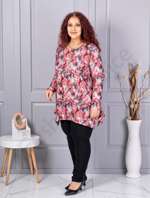 Plus size ασύμμετρη τουνίκ-κεραμιδί-κωδ 21018-2