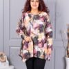 Plus size ασύμμετρη τουνίκ-εκρού/λιλά-κωδ 21018-3