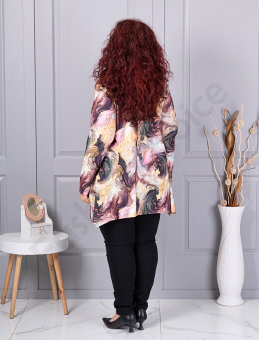Plus size ασύμμετρη τουνίκ-εκρού/λιλά-κωδ 21018-3